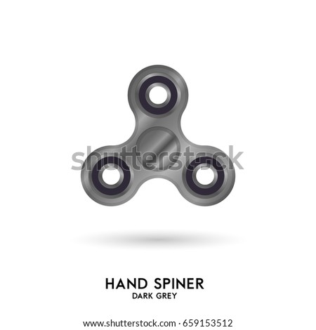 Hand spiner. Fidget spinner toy. Stress and anxiety relief. Dark grey, silver metallic