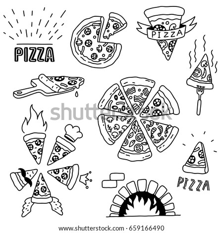 hand drawn pizza doodles
