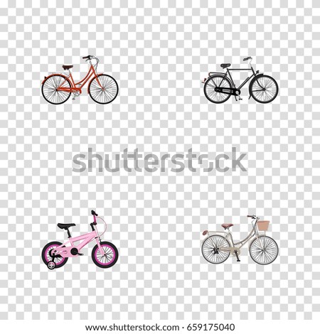 Realistic Brand , Training Vehicle, Retro Vector Elements. Set Of Bicycle Realistic Symbols Also Includes Dutch, Bike, Bicycle Objects.