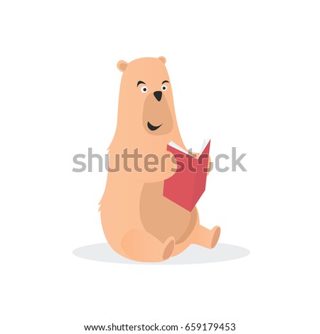 a bear sitting and reading book cartoon vector illustration