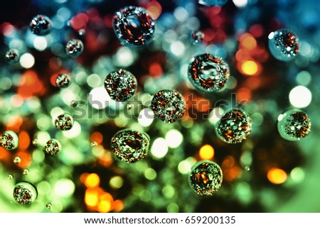 Abstract background of drops on the glass, Colorful