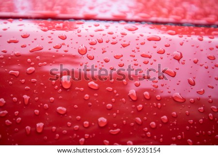 Rain Drop on Red Background