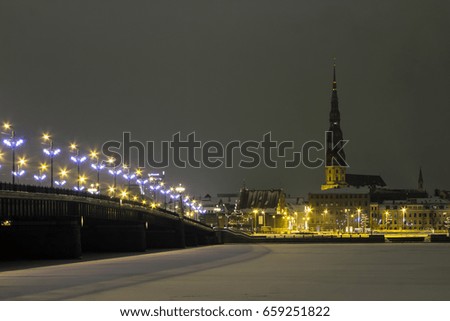View of Riga at night. Latvia