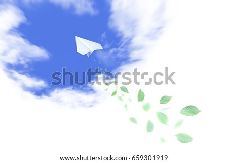 Paper airplane and sky