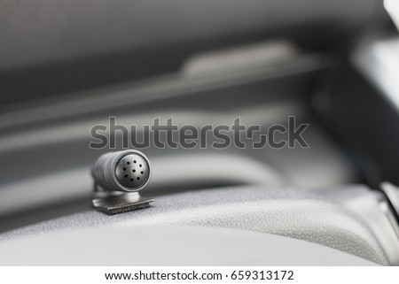 Small  microphone in car horizontal background
