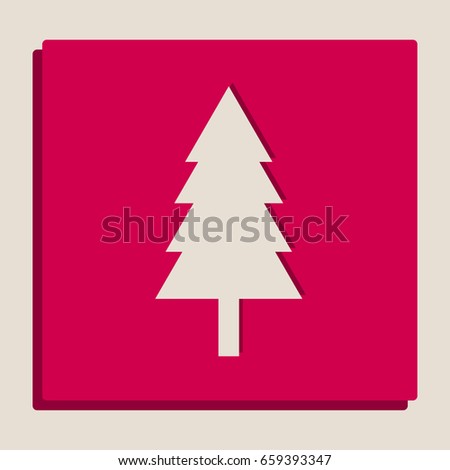 New year tree sign. Vector. Grayscale version of Popart-style icon.
