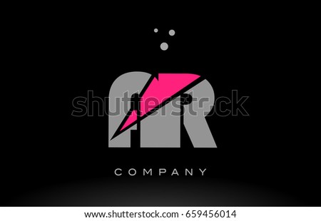 ar a r alphabet letter logo pink grey black creative company vector icon design template