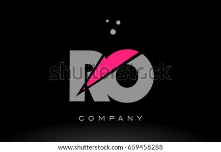 ro r o alphabet letter logo pink grey black creative company vector icon design template