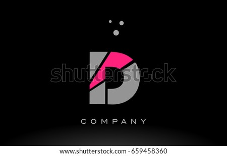 d alphabet letter logo pink grey black creative company vector icon design template