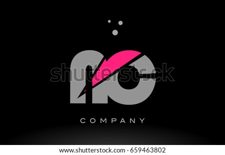nc n c alphabet letter logo pink grey black creative company vector icon design template