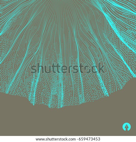 Wave Background. Abstract Vector Illustration. 3D Technology Style. Network Design with Particle.