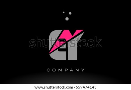 ey e y alphabet letter logo pink grey black creative company vector icon design template