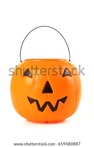 Halloween pumpkin basket isolated on a white