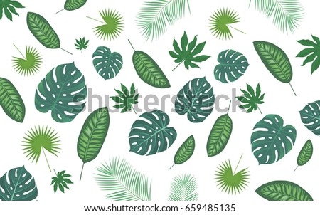 Tropical Leaves Background Vector Illustration