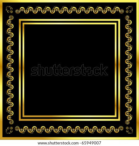 Gold pattern frame with waves and stars