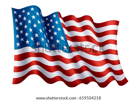 Illustration of waving USA flag, isolated flag icon, EPS 10 contains transparency.