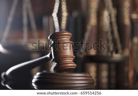 Gavel in courthouse.
