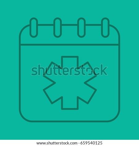 World Ambulance Day color linear icon. Calendar page with star of life. Thin line outline symbols on color background. Vector illustration