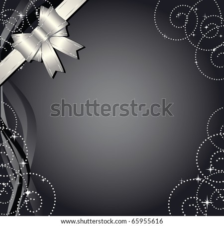 Gift background with silver bow and ornament