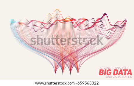 Vector abstract colorful  big data information sorting visualization. Social network, financial analysis of complex databases. Visual information complexity clarification. Intricate data graphic  Royalty-Free Stock Photo #659565322
