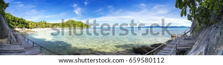 Panorama view of Leela Beach , Phangan Island, Thailand