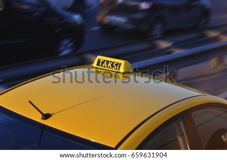 roof taxi car and sign