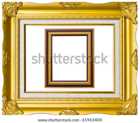 ancient style golden wood photo image frame isolated