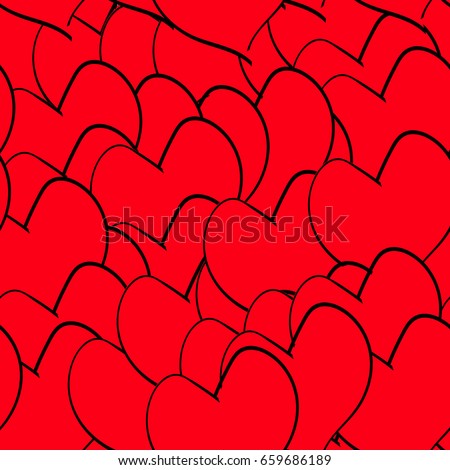 Repeating pattern of red hearts, vector clip art
