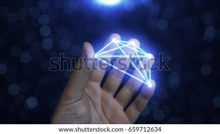 Abstract animation of the connection of the fingers of the hand.