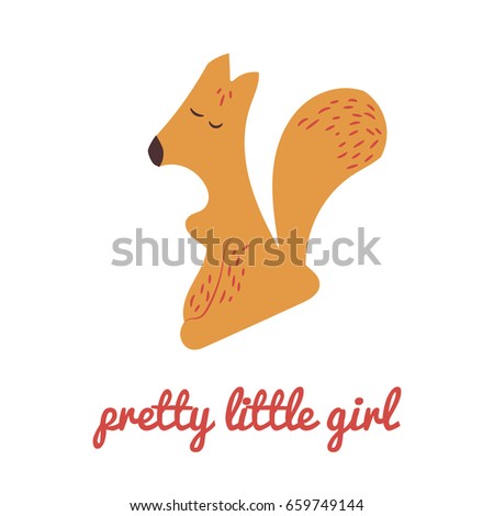 Squirrel in hand drawn style for cards, fabric and nursery decor. Vector illustration. Isolated on white background