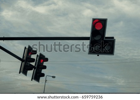 Red light in junction sign for stop car protect and security from danger and damage.