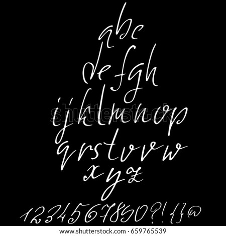 Hand drawn elegant calligraphy font. Modern brush lettering. Grunge style alphabet. Vector illustration
