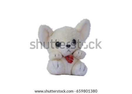 Stuffed dog ,Isolated on white background.