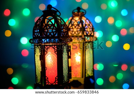 Arabian lamp with colorful background