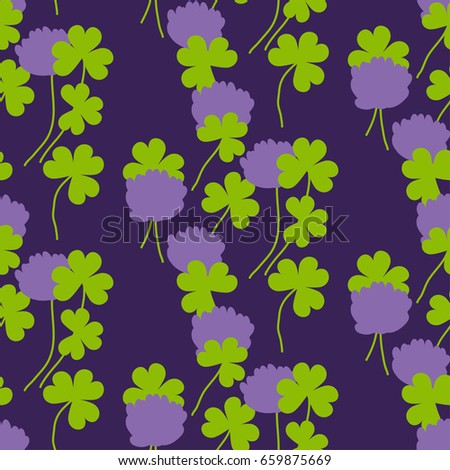 Night clover seamless pattern vector illustration. Summer meadow flower for surface design^ fabric, wrapping paper, backgrpund