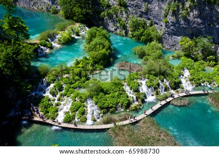 Breathtaking view in the Plitvice Lakes National Park (Croatia) Royalty-Free Stock Photo #65988730