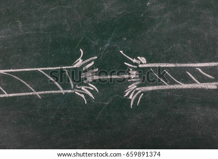 Rope breaking drawing on chalkboard, blackboard texture