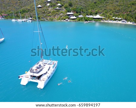 Catamaran Drone picture from Bitter End Yacht Club in the British Virgin Islands