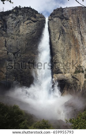 The full view of Upper Yosemite Falls. This picture has been adjusted to have a level skyline. 