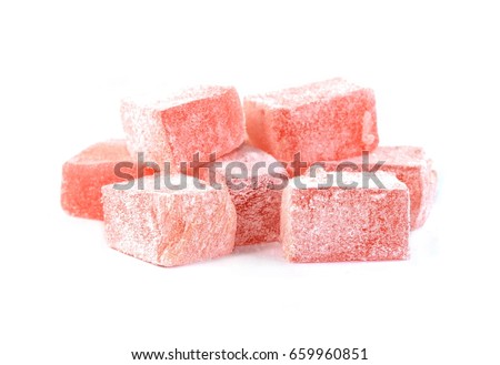 Turkish delight isolated on white. Royalty-Free Stock Photo #659960851