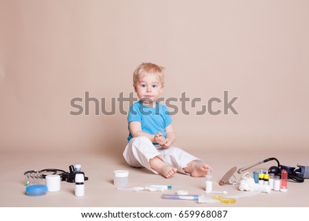 Boy playing in the doctor in the hospital 1