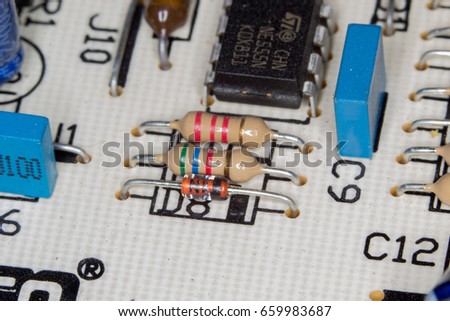 Closeup of electronic circuit board