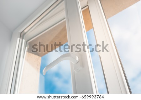 Open window. PVC plastic. Royalty-Free Stock Photo #659993764