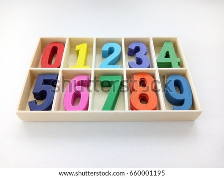 Colorful of numbers in the box on a white background.

