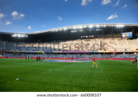 stadium arena soccer field defocused background