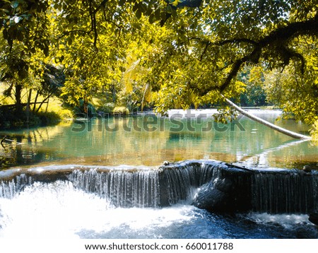 Waterfall background for nature and travel background,waterfall landscape and blue waterfall.