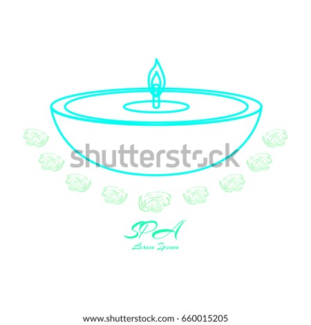 Isolated spa logo with text and a candle, Vector illustration