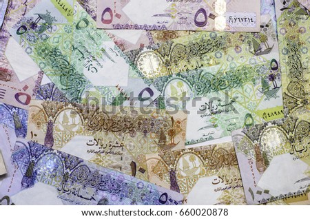 The most beautiful with colorful texture and background of Qatar currency banknotes,money from middle east
