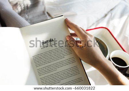 Woman Reading Book Novel On Bed Morning Royalty-Free Stock Photo #660031822