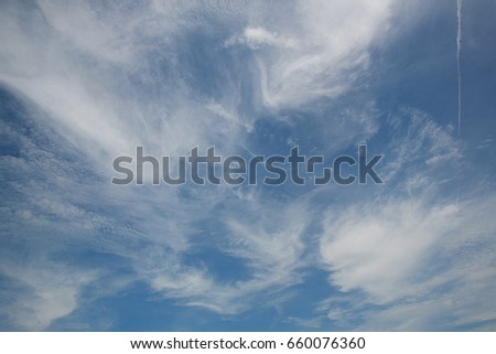 Beautiful Sky and Cloud for use wallpaper or background.blue sky background with tiny clouds.light clouds in the summer blue sky. Summer landscape.sunny summer.